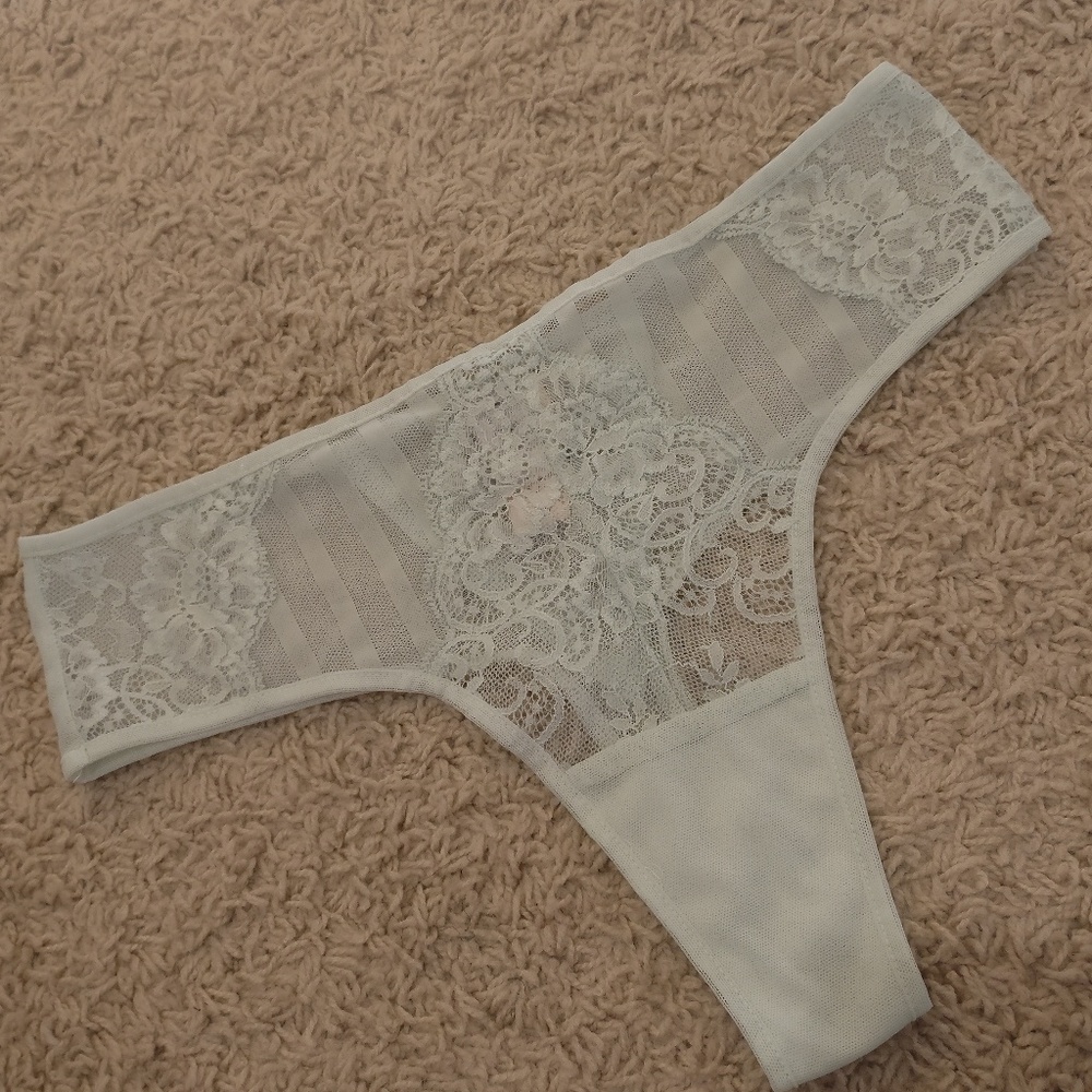 VS rare vintage lace up pinstripe bride panty